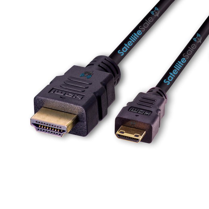 SatelliteSale Digital 1.4 Mini HDMI To HDMI Cable Universal Wire 4K/30Hz 10.2Gbps PVC 2160p Black Cord