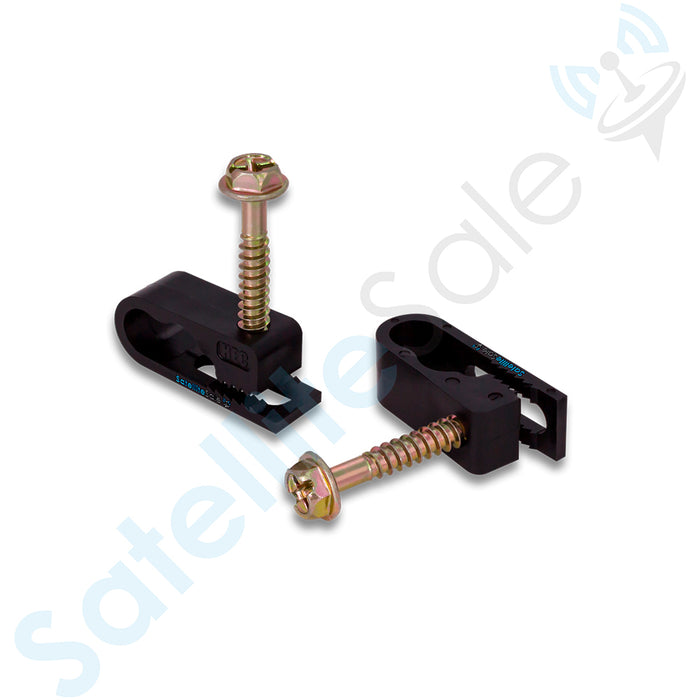 SatelliteSale Flex Single or Dual Cable White or Black Screw Nail Clips 100 Pcs
