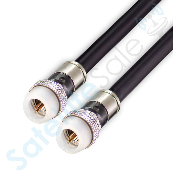 SatelliteSale Digital RG-6/U 75 Ohm Coaxial Cable with F-Type Waterproof Connectors Indoor/Outdoor Universal Wire Black and White Cord