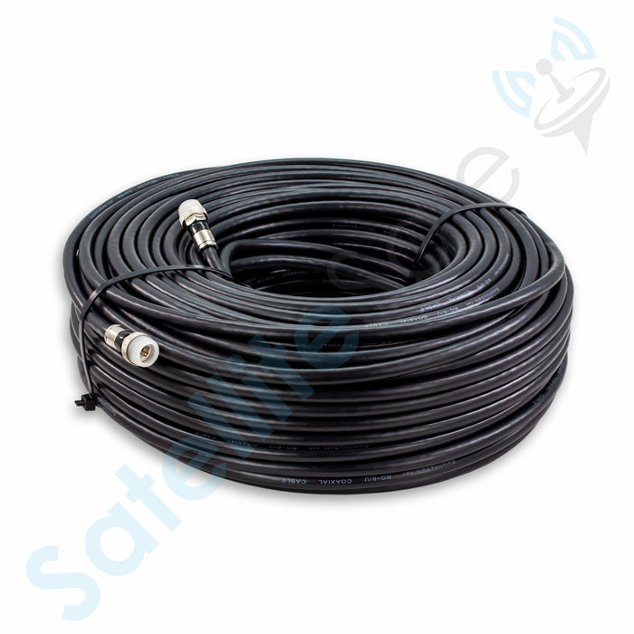 SatelliteSale Digital RG-6/U 75 Ohm Coaxial Cable with F-Type Waterproof Connectors Indoor/Outdoor Universal Wire Black and White Cord
