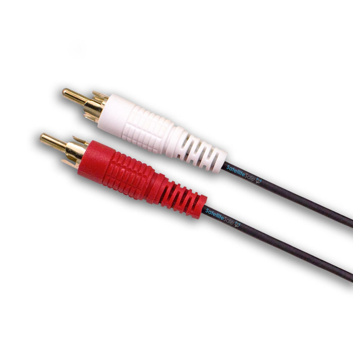 SatelliteSale 2-Male to 2-Male RCA Audio Stereo Composite Cable PVC Black Cord