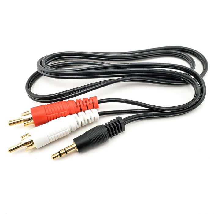 SatelliteSale Auxiliary 3.5mm Audio Jack to 2 RCA Digital Stereo Composite Aux Cable Universal Wire PVC Black Cord