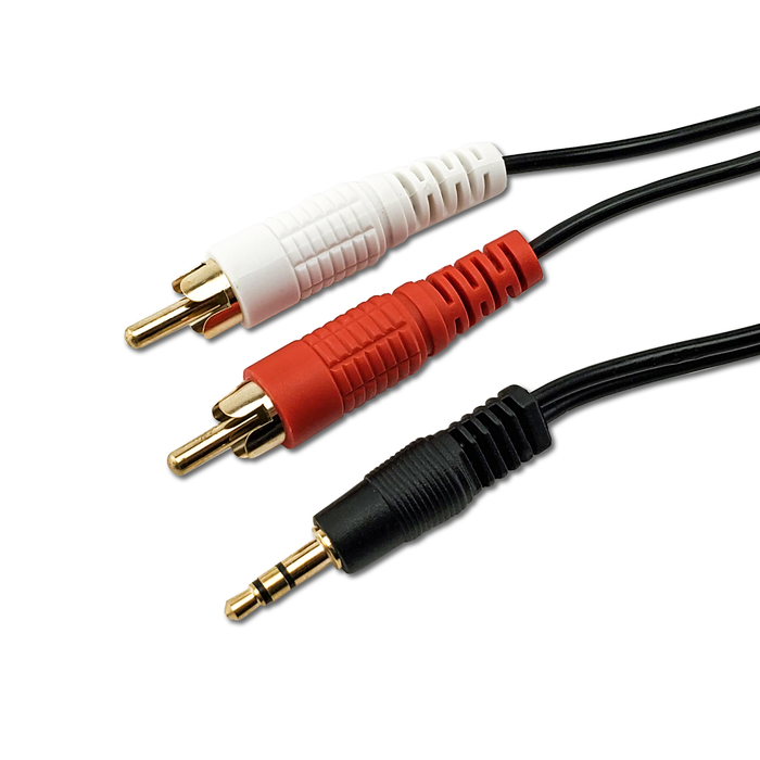 SatelliteSale Auxiliary 3.5mm Audio Jack to 2-rca Digital Stereo Composite Aux Cable PVC Black Cord (15 Feet)