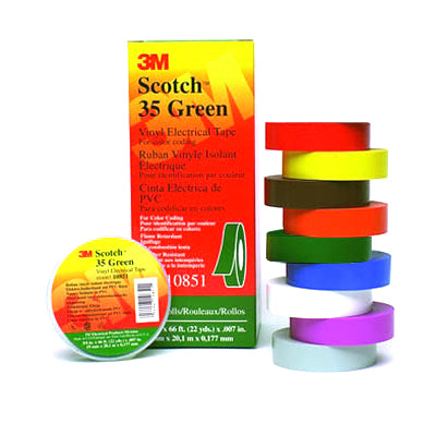 3M Scotch Vinyl Electrical Tape, 3/4" x 66' (Contains 10 rolls of each of the 9 primary colors)