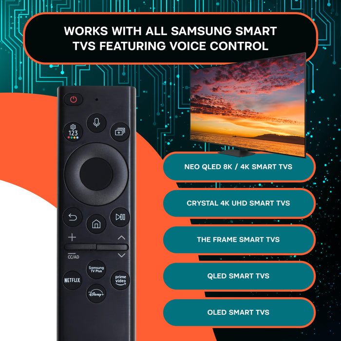 SatelliteSale Replacement Voice Remote for Samsung-TV-Remote Compatible for All Samsung with Voice Function