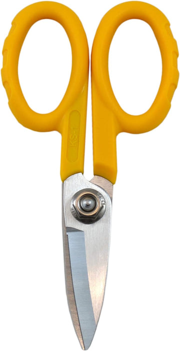 Miller KS-1 Yellow Fiber Optic Kevlar Scissors, Easily Portable Utility Scissors for Working Technicians, Electricians, and Installers, Heavy-Duty Cable Cutters, 5.5 Inches