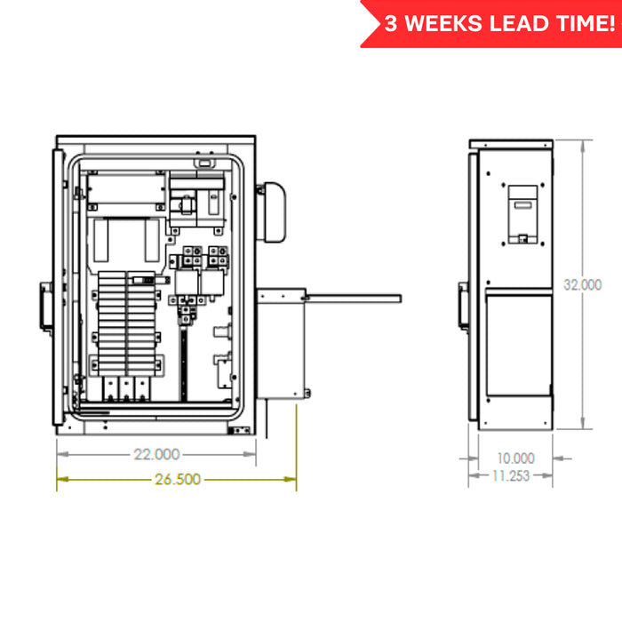 Intersect PTLC-MTS-12200-CL Power Transfer Load Center with Manual Transfer Switch – 200A, NEMA 3R Outdoor Rated