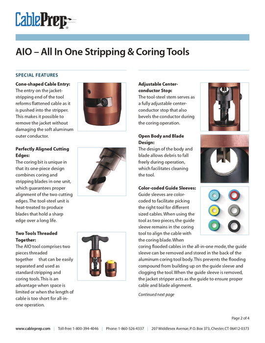 Cable Prep AIO Full Replacement Kit: Coring Bit, Jacket Strip Blade, and Beveller