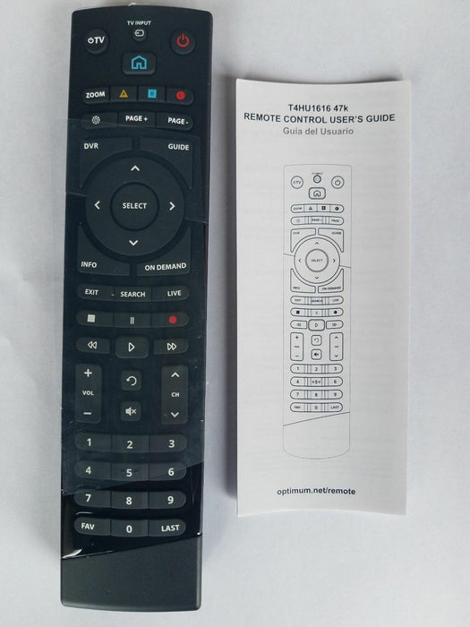 DVR con control remoto Optimum Cablevision con baterías e instrucciones