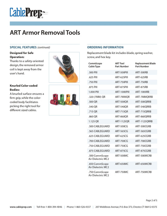 Cable Prep ART-540PIII Armor Removal Tool for QR Cable