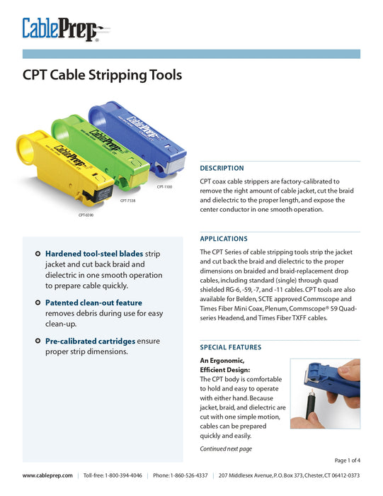 Cable Prep CPT-7538 Pelacables de derivación/coaxial, mini coaxial RG6/59