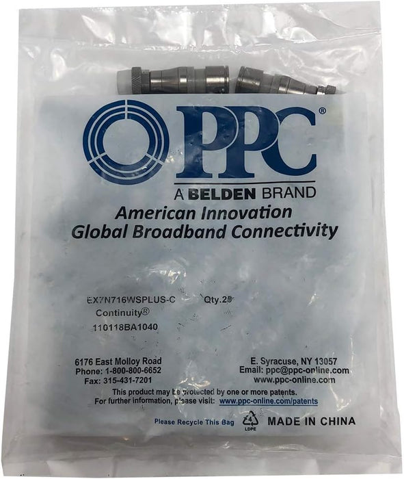 PPC Belden EX7N716WSPLUS-C Continuity Compression Connectors - Bag of 25