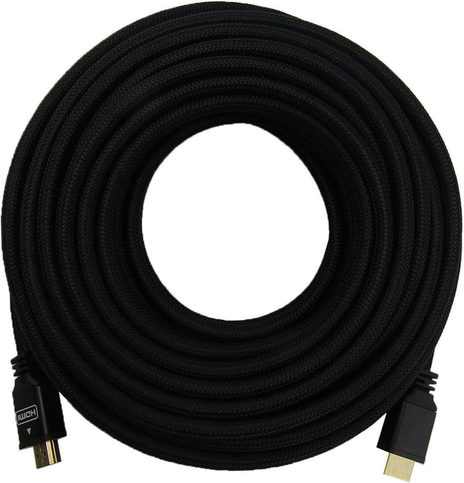 Câble HDMI 2.0 numérique haute vitesse SatelliteSale 4K/60Hz 18Gbps 2160p cordon tressé en Nylon noir fil universel 50 pieds