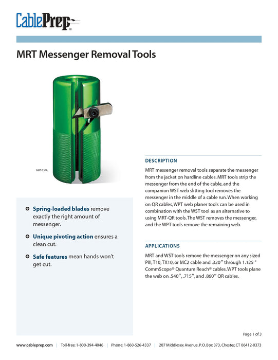 Cable Prep Messenger Removal Tool for PIII, T10, and TX10