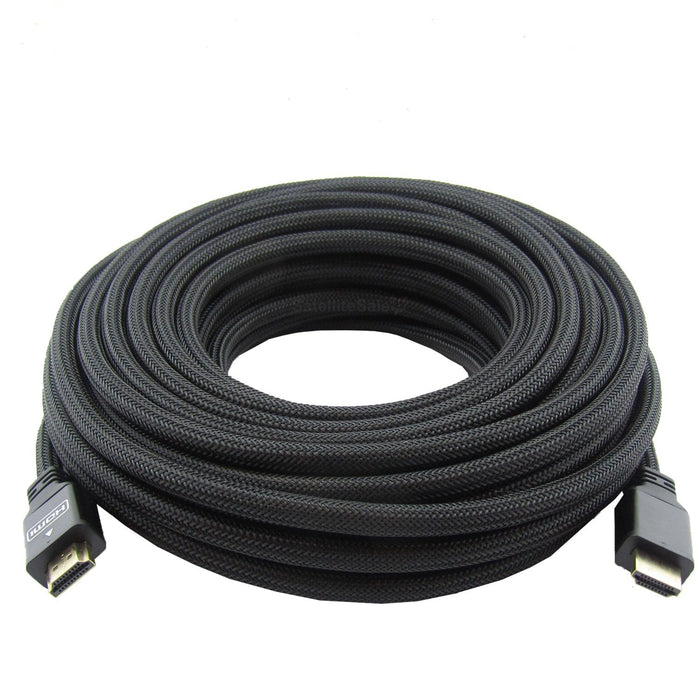 SatelliteSale Digital High-Speed HDMI 2.0 Cable 4K/60Hz 18Gbps 2160p Black Nylon Braided Cord Universal Wire 50 feet