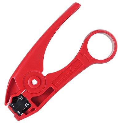 Perfect Vision Coax Cable Stripper for RG59/6/11/7, with RG59/6/11/7 Blade, Red