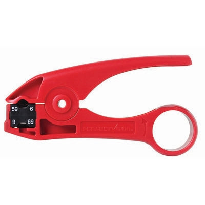 Perfect Vision Coaxial Cable Stripper for RG59/6, with Dual RG59/6 Blade, Red