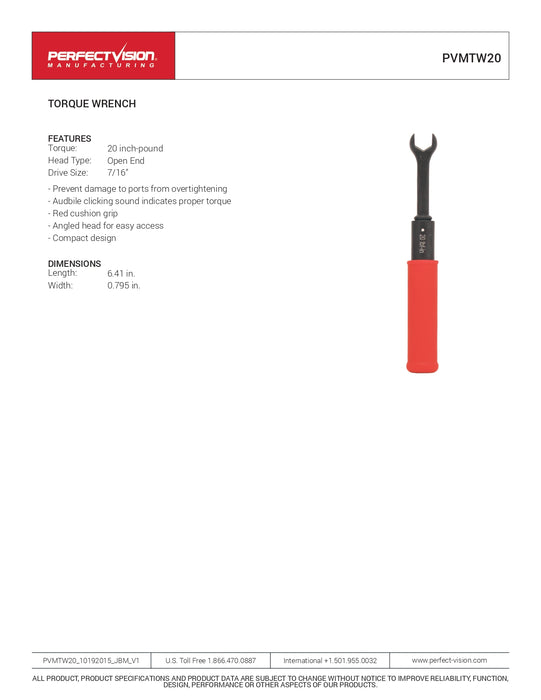 Perfect Vision PVMTW20 PVM 20 IN/LB, 7/16 Torque Wrench