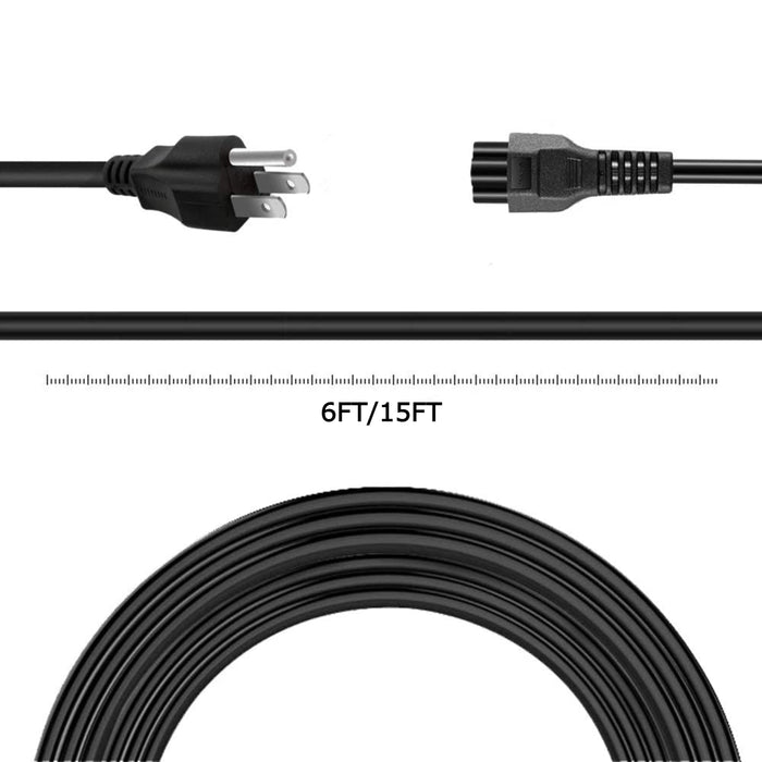 SatelliteSale Universal Heavy Duty Computer Power Cable Male NEMA 5-15P to Female IEC C5 or C13/C14 Universal Wire Black PVC Cord