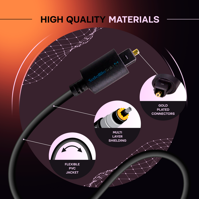 SatelliteSale numérique Toslink SPDIF Audio câble à fibres optiques fil universel PVC cordon noir 