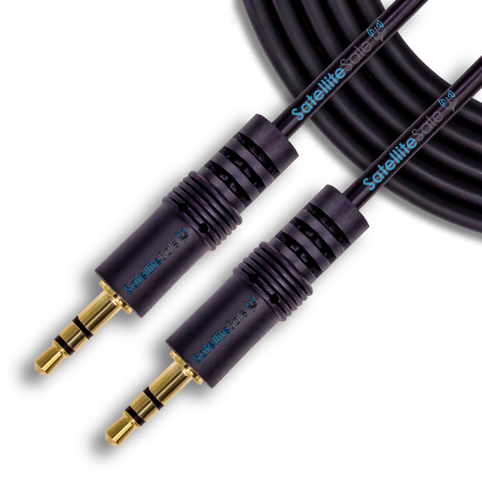 SatelliteSale Auxiliary 3.5mm Audio Jack Male to Male Digital Stereo Aux Cable Universal Wire PVC Black Cord
