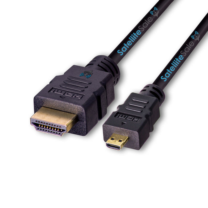SatelliteSale Digital 1.4 Micro HDMI To HDMI Cable Universal Wire 4K/30Hz 10.2Gbps PVC 2160p Black Cord