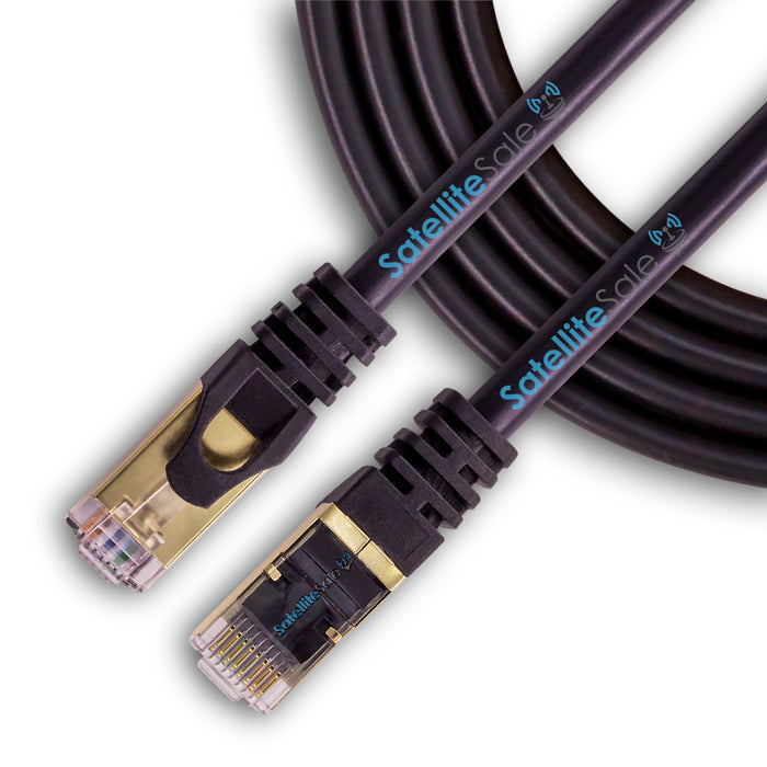 SatelliteSale RJ45 Cat-7 Network Ethernet SSTP Internet Cable 600 MHz 10 Gbps Universal Wire Black Cord