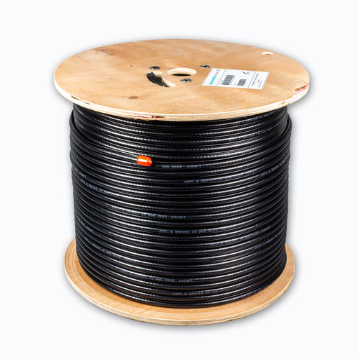 Cable de conexión coaxial RG-6 anti-UV de 195 pies de 75 ohmios UL ETL CMR  CL con conectores F Belden PPC (antena HDTV, Internet de banda ancha, TV