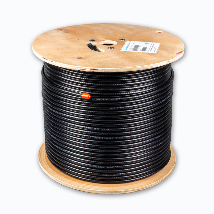 SatelliteSale RG6 Trishield 77% câble coaxial avec fil messager PVC noir 1000 pieds