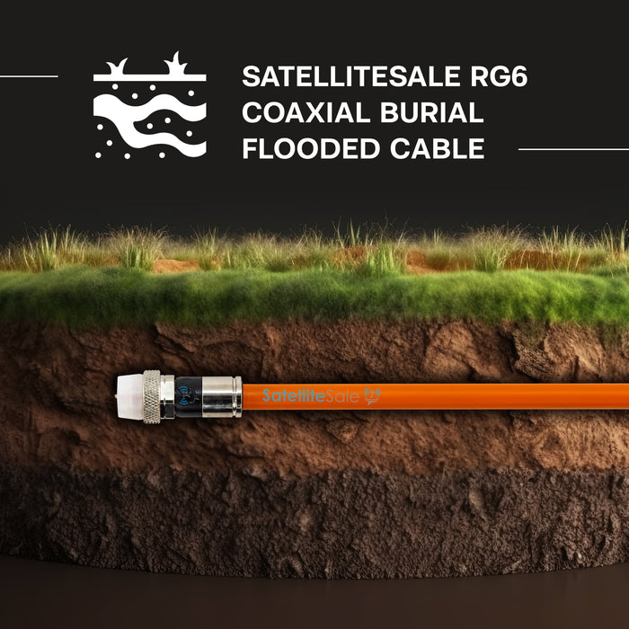 SatelliteSale Outdoor RG6 Coaxial 1800 Mhz Underground Burial Flooded Cable Universal Wire Polyethylene Orange Cord