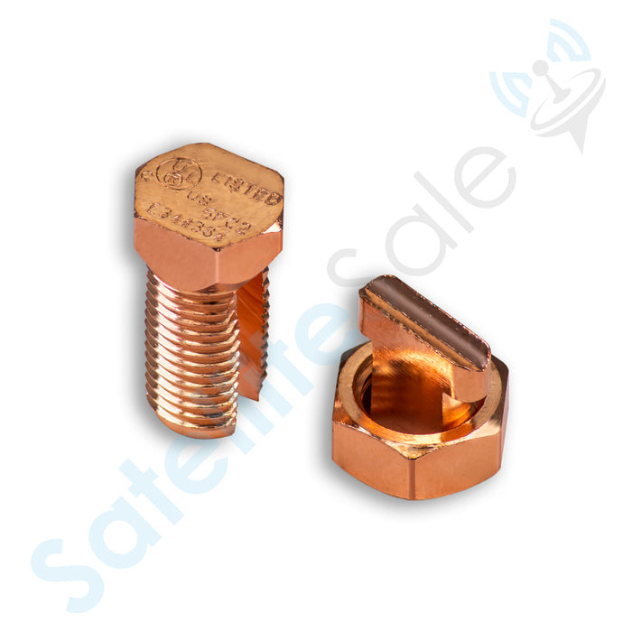 SatelliteSale UL-Listed High Conductivity Copper Coated Brass Grounding Split Bolt Connectors