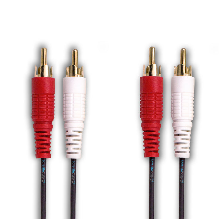 SatelliteSale 2-Male To 2-Male RCA Stereo Audio Cable – 7.1 Inch – Black