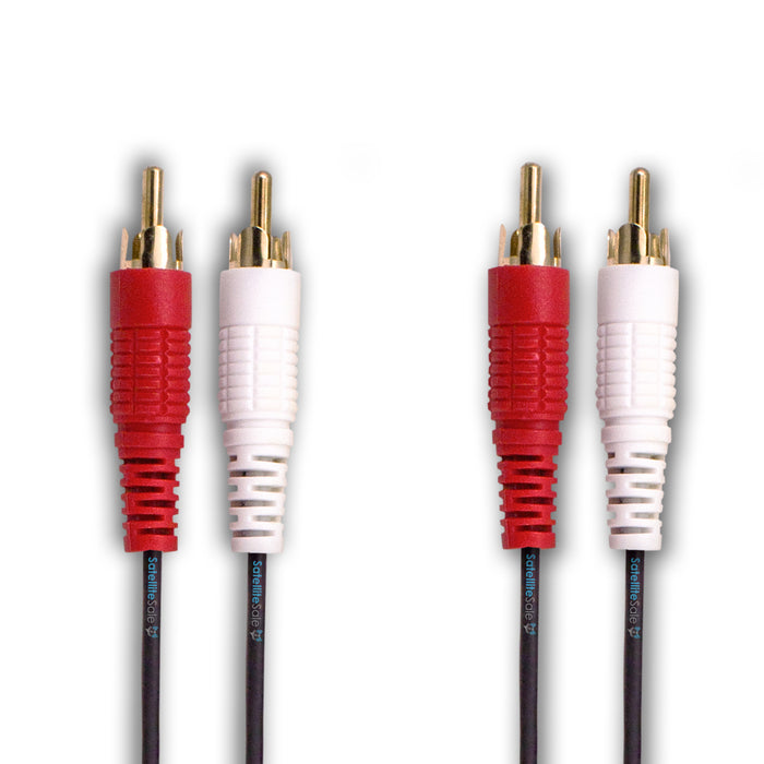 SatelliteSale 2 Male to 2 Male RCA Audio Stereo Composite Cable Universal Wire PVC Black Cord