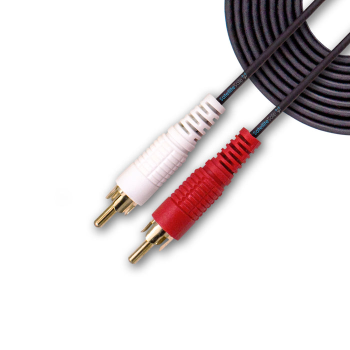 SatelliteSale 2 Male to 2 Male RCA Audio Stereo Composite Cable Universal Wire PVC Black Cord