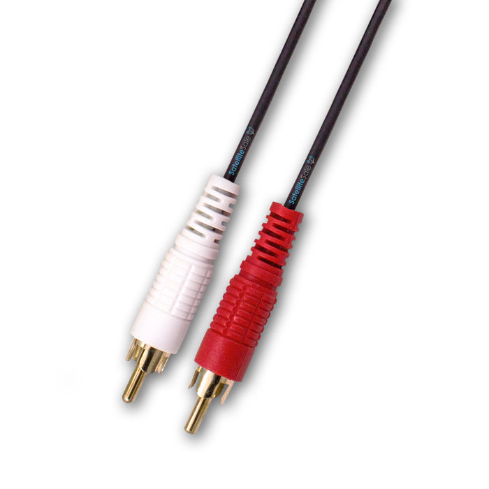 SatelliteSale 2 macho a 2 macho RCA audio estéreo compuesto cable universal PVC negro cable 