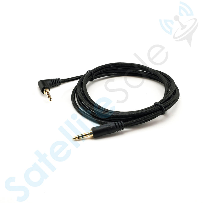 SatelliteSale-conector de Audio auxiliar de ángulo recto de 3,5mm, macho a macho, Cable auxiliar estéreo Digital, Cable Universal, Cable de nailon negro 