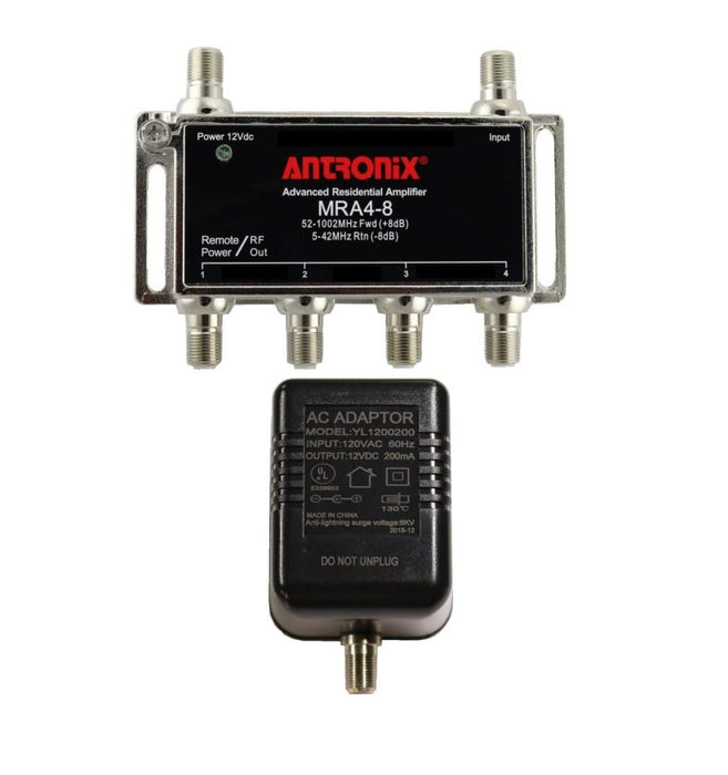 Antronix AMP MRA4-8/AC Amplificador de señal de TV por cable de banda ancha con fuente de alimentación