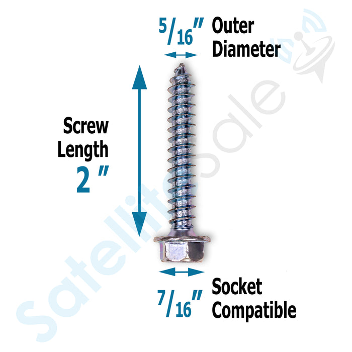 SatelliteSale General Purpose 5/16" Outer Diameter Hex Head Lag Bolt Zinc Plated Screws