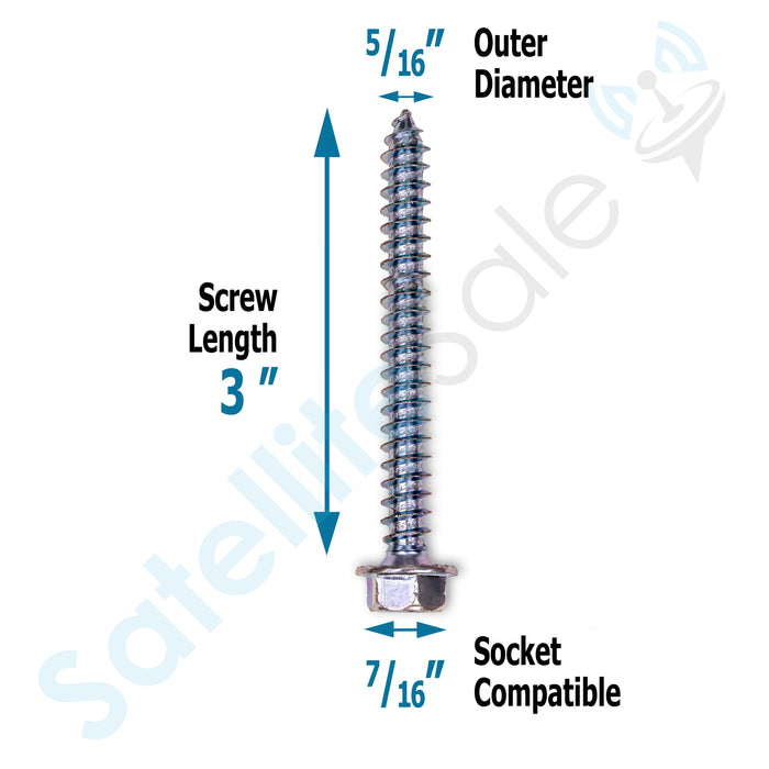 SatelliteSale General Purpose 5/16" Outer Diameter Hex Head Lag Bolt Zinc Plated Screws