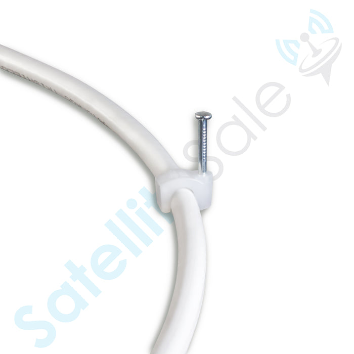 SatelliteSale Flex simple ou double câble blanc ou noir vis clous clips 100 pièces 