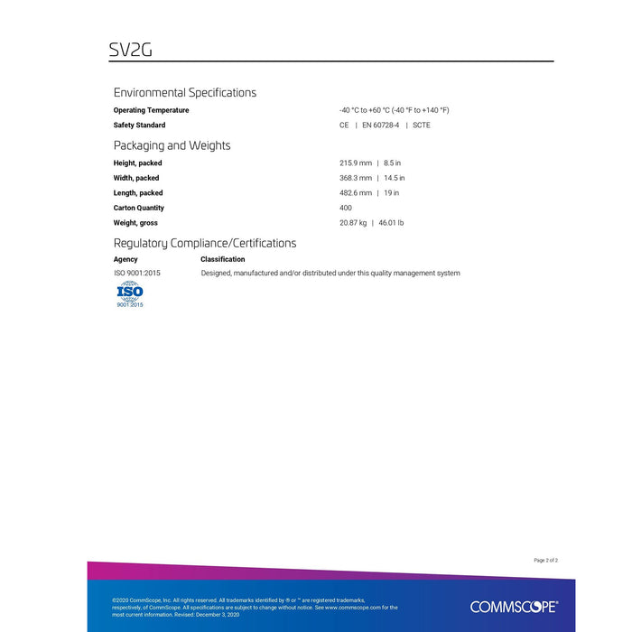 Répartiteur coaxial numérique CommScope HomeConnect SV-2G (paquet de 3)