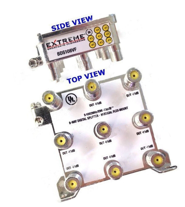 Répartiteur coaxial numérique 8 voies Extreme Broadband BDS108VF - Montage vertical