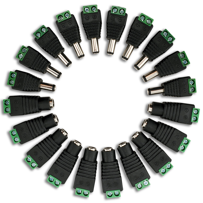 Pack de 10 connecteurs d'alimentation mâle/femelle 12V DC, adaptateur Jack 5.5mm par SatelliteSale