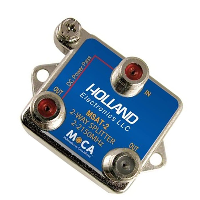 Divisor coaxial Holland, 2 vías, habilitación MoCa, 2-2150 Mhz, aprobado por DirecTV
