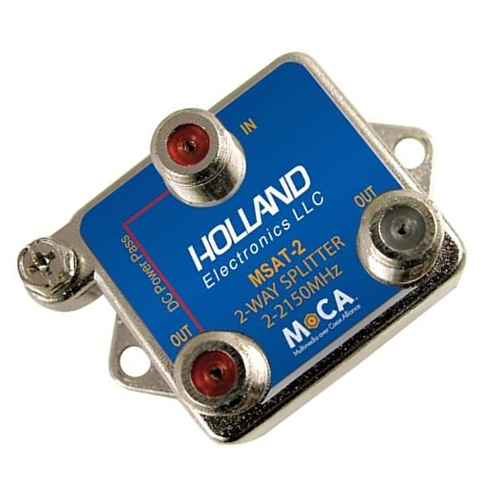 Divisor coaxial Holland, 2 vías, habilitación MoCa, 2-2150 Mhz, aprobado por DirecTV