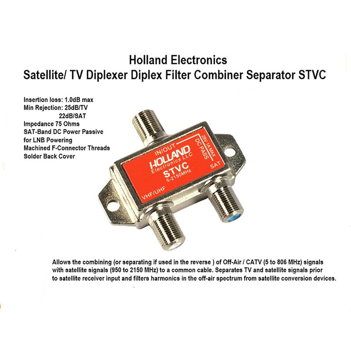 Holland STVC Satellite Diplexer Parabole de télévision par câble par satellite approuvée