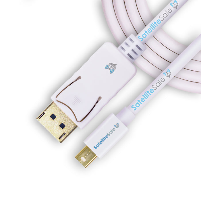 SatelliteSale Mini DisplayPort vers Port d'affichage câble DP mâle à mâle 4K/30Hz 8.64Gbps fil universel PVC cordon blanc 