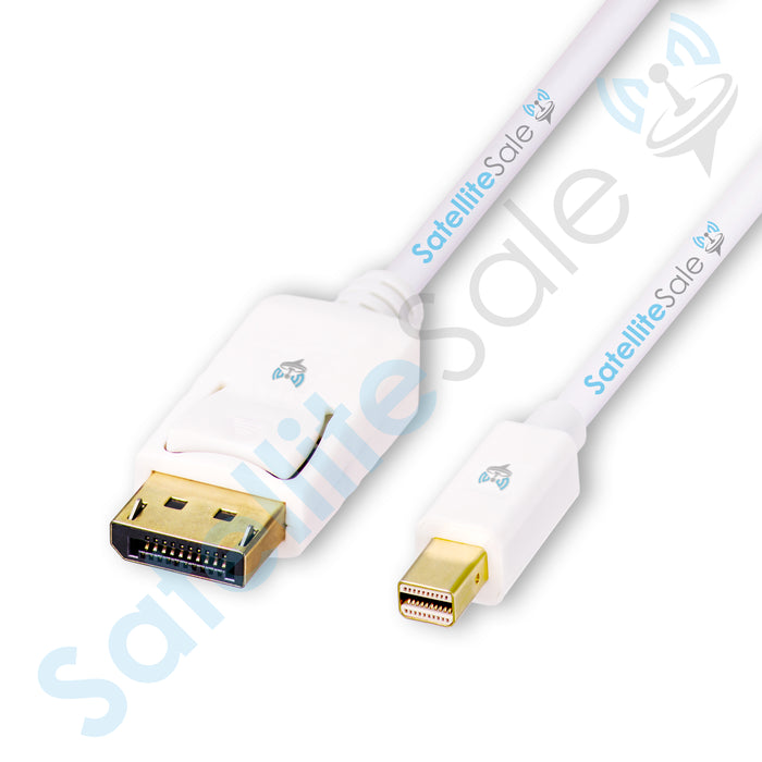 SatelliteSale Mini DisplayPort vers Port d'affichage câble DP mâle à mâle 4K/30Hz 8.64Gbps fil universel PVC cordon blanc 