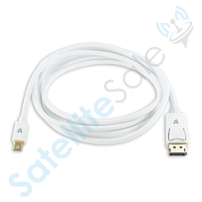 SatelliteSale Mini DisplayPort to Display Port DP Cable Male to Male 4K/30Hz 8.64Gbps Universal Wire PVC White Cord