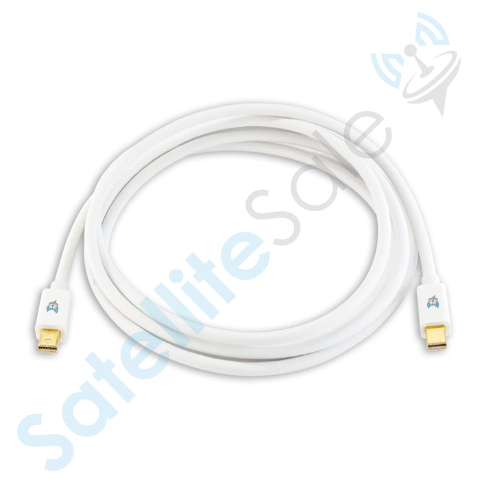 SatelliteSale Mini DisplayPort to Mini DisplayPort DP Cable Male to Male 4K/30Hz 8.64Gbps Universal Wire PVC White Cord